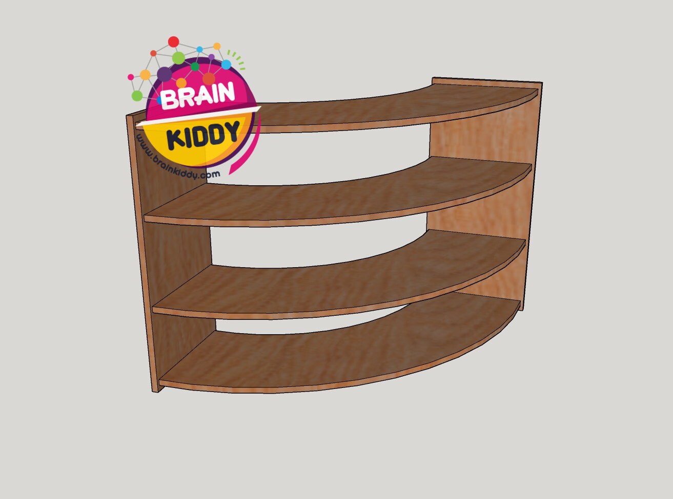 ชั้นวางสื่อแบบโค้ง ,เฟอร์นิเจอร์เด็กสั่งทำตามสีและขนาดได้ ,ชั้นวางของไม้,ตู้ไม้, ชั้นวางของเด็ก, โรงเรียนอนุบาล, เนอร์สเซอรี่ ขนาด 39 × 102 x 87 ซม.