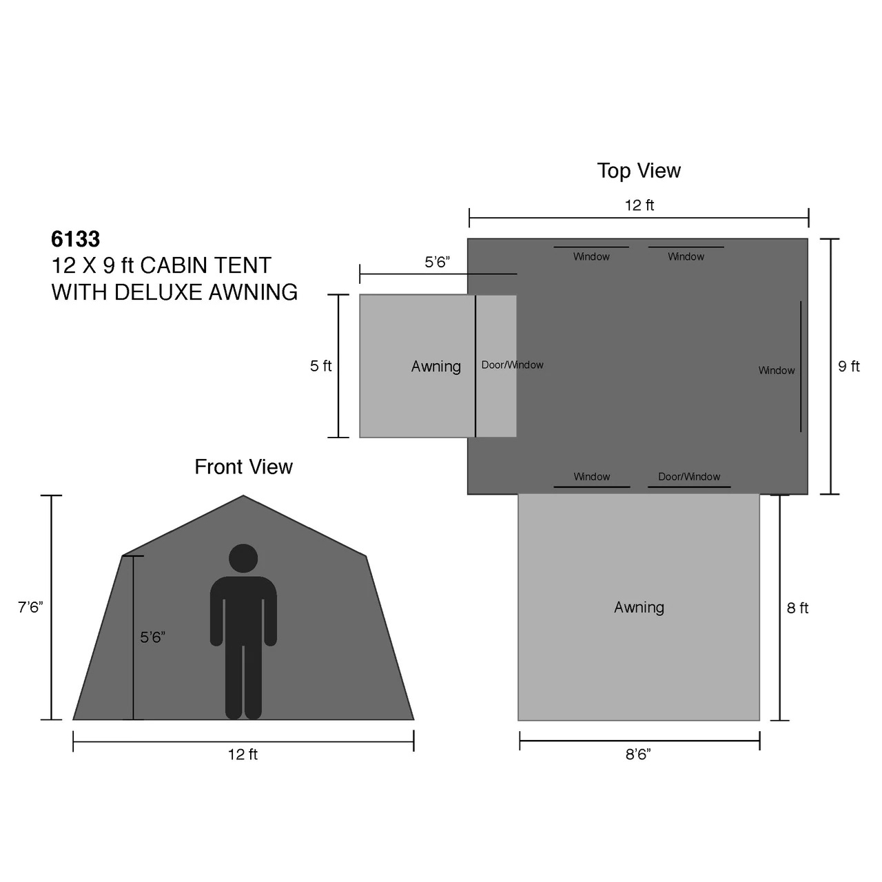 Kodiak 12 x 9 ft. Cabin Tent with Deluxe Awning