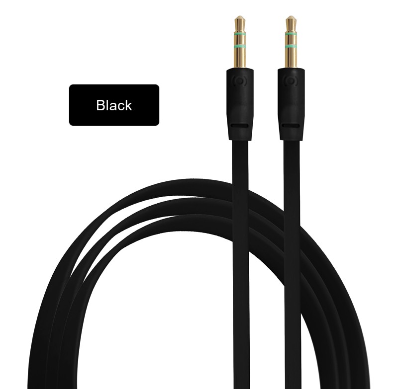 Jack3.5 Aux Audio Cable 1000mm สีดํา