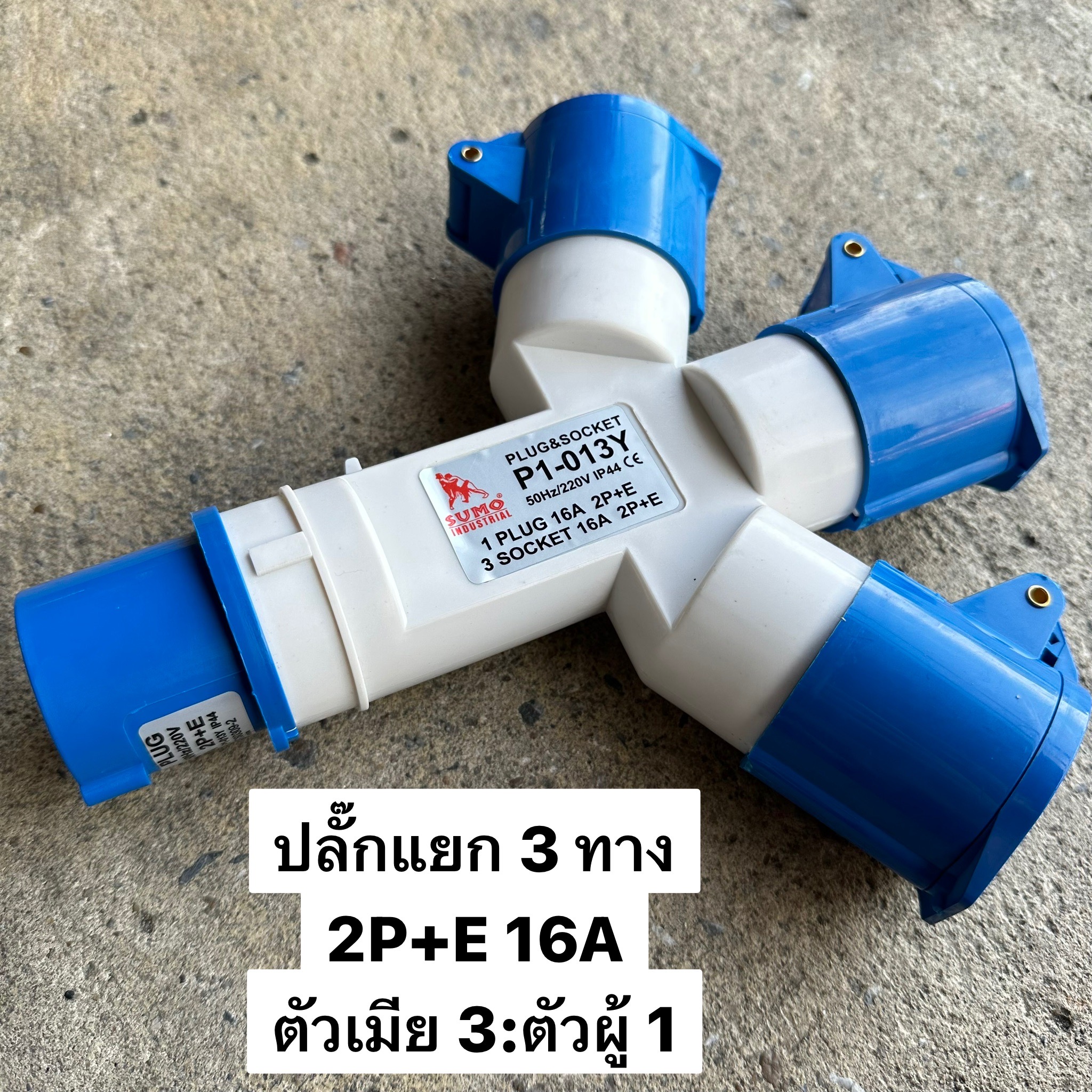 ปลั๊กเพาเวอร์แยก 3 ทาง 2P+E 16A 1013 220/250V IP44