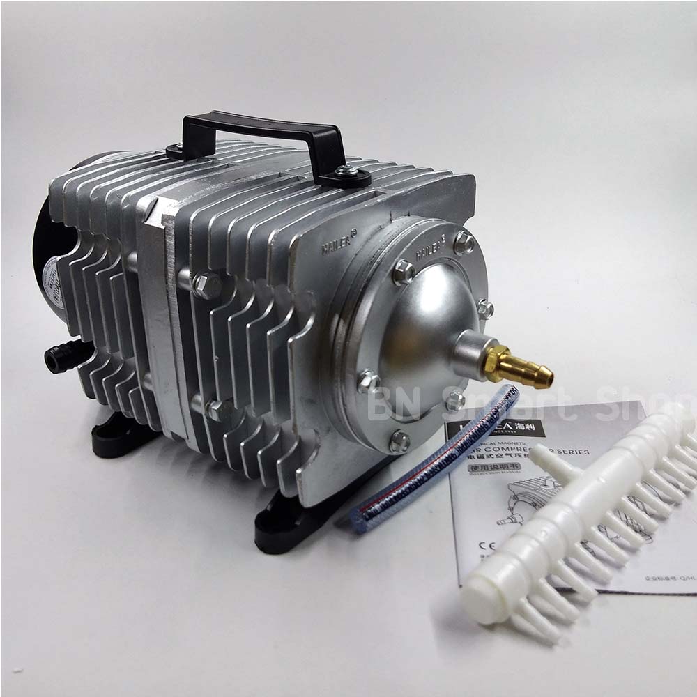 ปั้มลม ปั้มออกซิเจน ปั้มลูกสูบ 120 วัตต์ HAILEA รุ่น ACO-009 ฟรีแยกลมสามทาง วาวส์ปรับแรงดันลม สายยาง หัวทรายจิ๋ว พร้อมใช้งาน