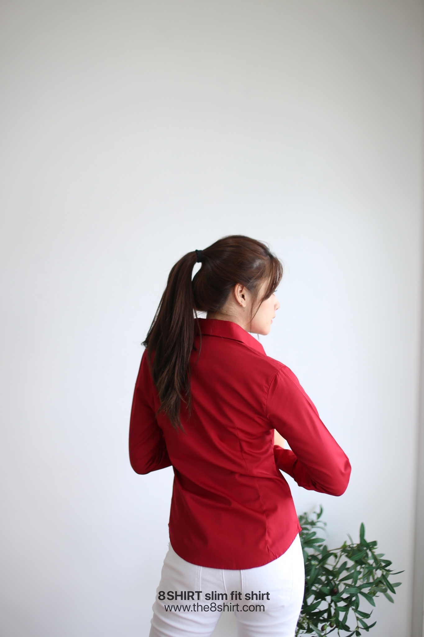 เสื้อเชิ้ตผู้หญิง แดงเลือดนก (Maroon Red) สลิมฟิต เข้ารูป แขนยาว เสื้อเชิ้ตทำงาน เสื้อยูนิฟอร์ม แบรนด์ 8SHIRT slim fit shirt พร้อมส่ง