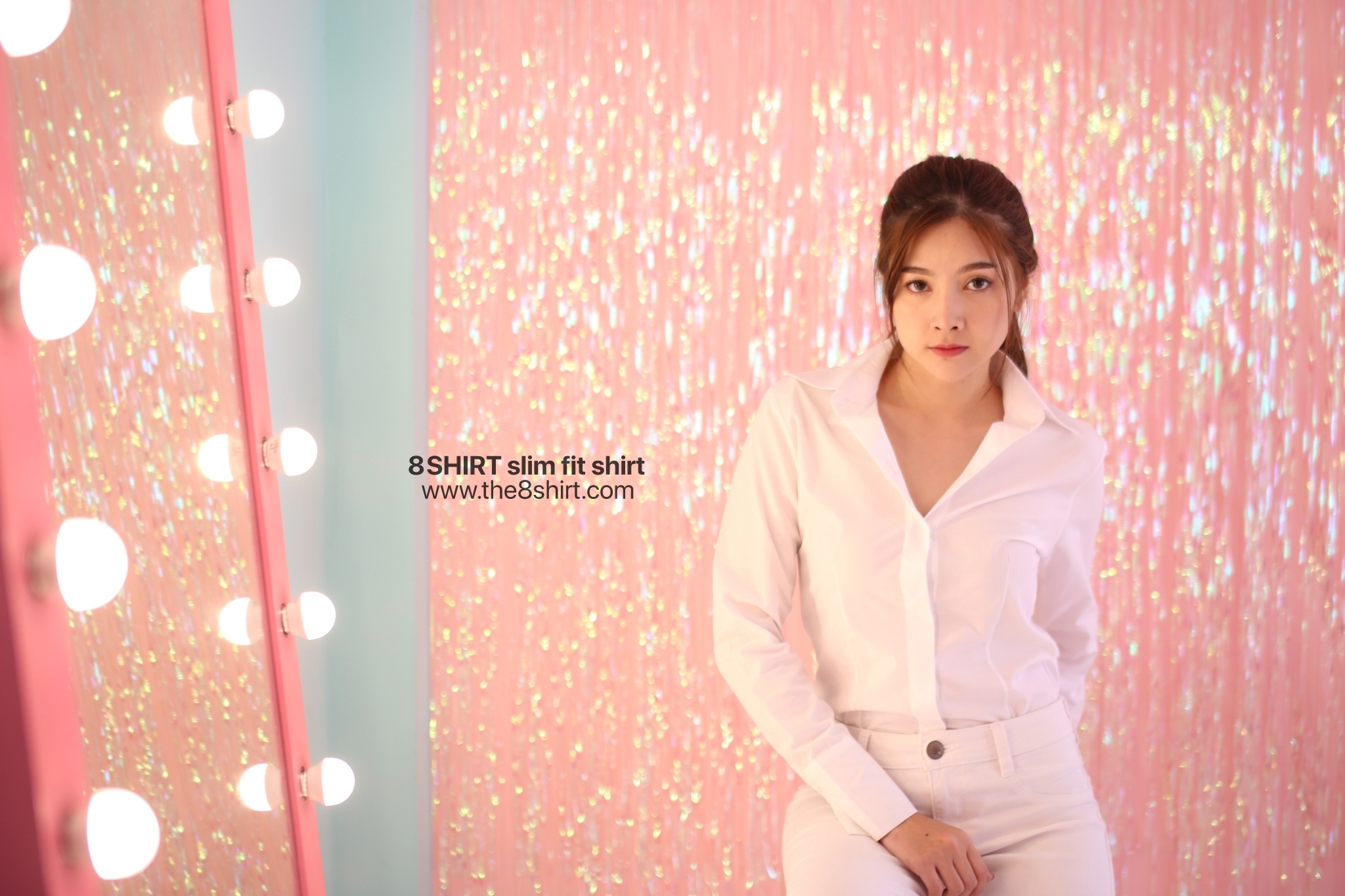 เสื้อเชิ้ตผู้หญิงสีขาว ออฟไวท์ สลิมฟิต เข้ารูป แขนยาว เสื้อเชิ้ตทำงาน เสื้อยูนิฟอร์ม แบรนด์ 8SHIRT slim fit shirt พร้อมส่ง