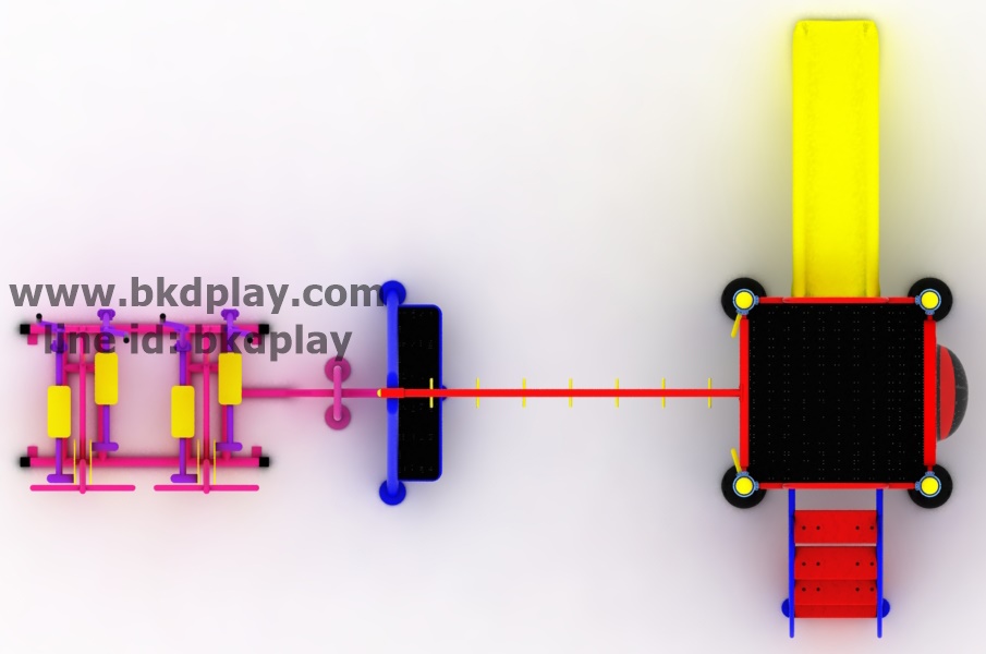ชุดหอสไลด์80 +ห่วงโหน +วิ่งล้อถ่วงบัดดี้ เครื่องเล่นสนามกลางแจ้ง เหล็ก ของเล่น สั่งทำ 10-20 วัน ขนาด 400x630x220 ซม.