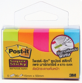 อินเด็กซ์โน้ต [3M] No.670-5AN เพจมาร์กเกอร์ 1.5x5 ซม. 5สี