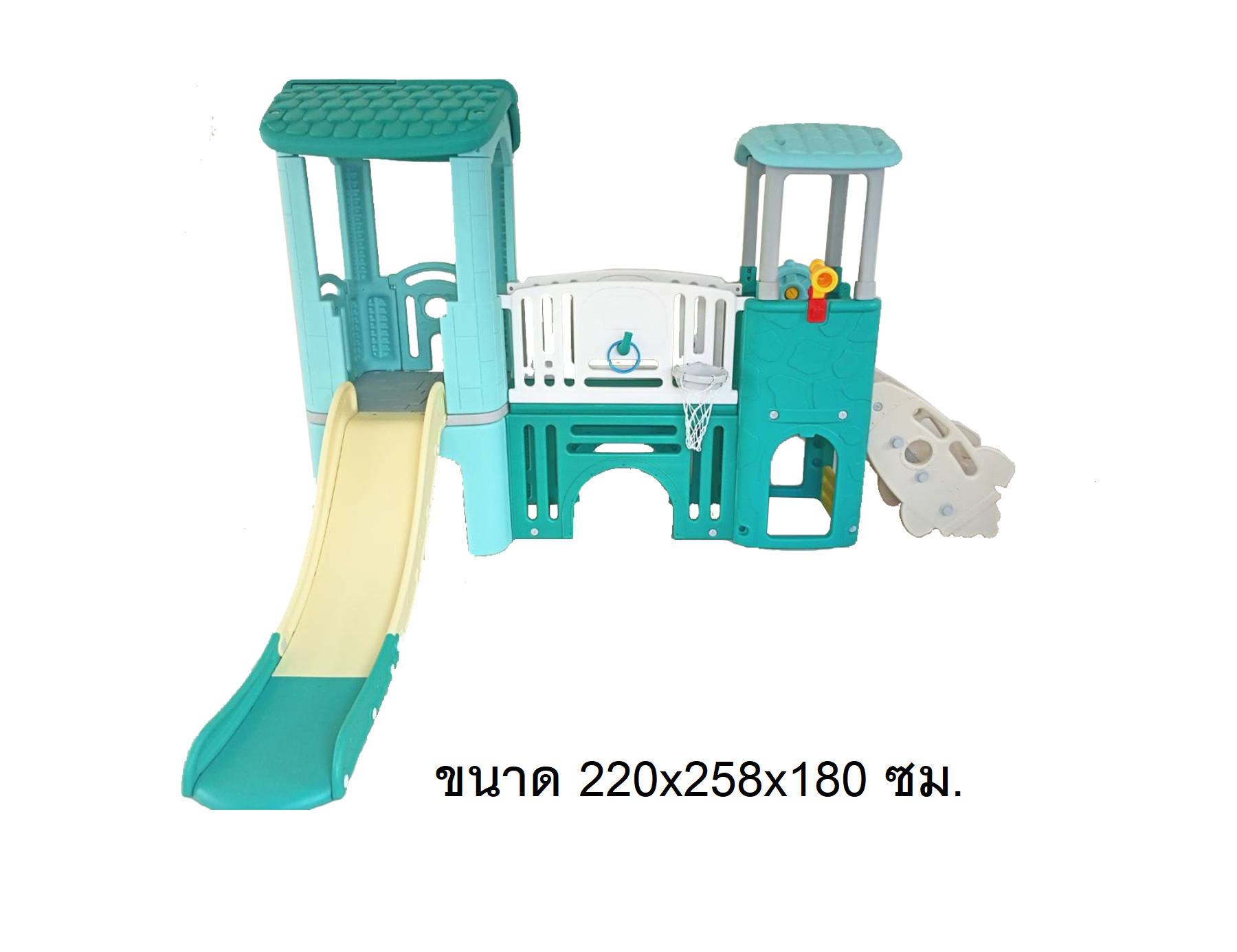 บ้านน้อย2ชั้นบันไดจรวด, สีเขียวพาสเทล ,บันไดจรวด ,บ้านสไลเดอร์, เครื่องเล่นสนามกลางแจ้ง-ในร่ม ,บ้านกระดานลื่นพลาสติก