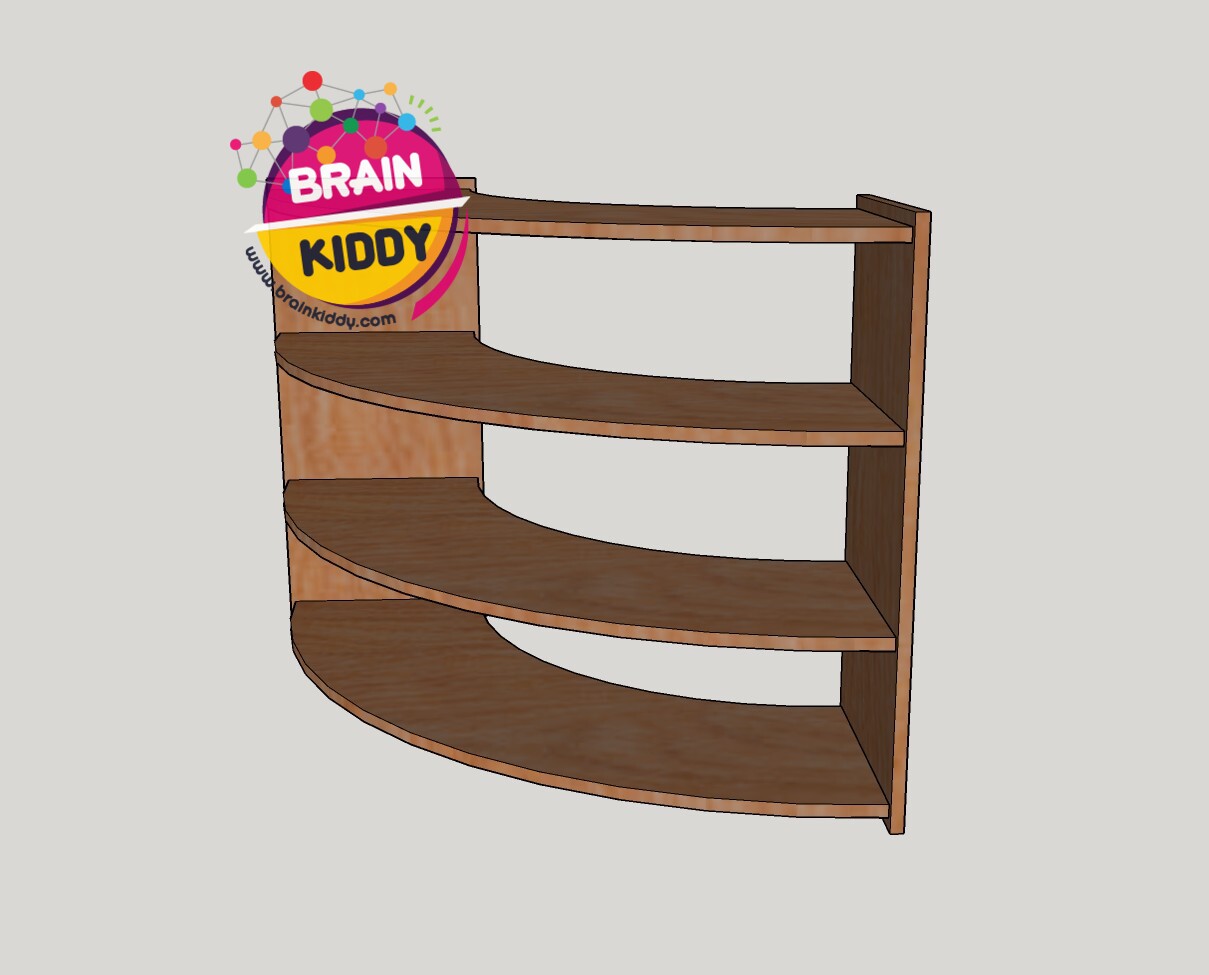 ชั้นวางสื่อแบบโค้ง ,เฟอร์นิเจอร์เด็กสั่งทำตามสีและขนาดได้ ,ชั้นวางของไม้,ตู้ไม้, ชั้นวางของเด็ก, โรงเรียนอนุบาล, เนอร์สเซอรี่ ขนาด 39 × 102 x 87 ซม.