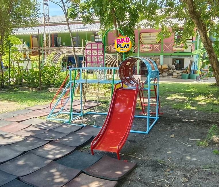 ชุดรวมเชือกถัก (อนุบาล), เครื่องเล่นสนามกลางแจ้ง , เครื่องเล่นสนามแบบเหล็ก,ชิงช้า,สไลเดอร์,โยกเยกเหล็ก, ม้าหมุน, OutdoorPlayground, ราคาโรงงาน ขนาด 120x120x150 ซม.