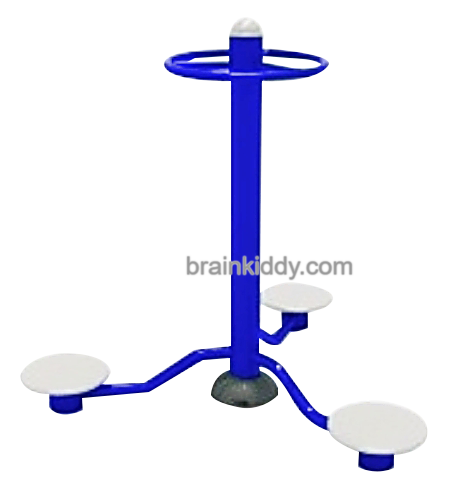 เครื่องออกกำลังกาย กลางแจ้ง ชุดอุปกรณ์ บริหารเอว สะโพก บิดเอว 3 ที่ มือจับกลม ลานกีฬา อเนกประสงค์ สนามกีฬา ขนาด 140 x 140 x 135 ซม.