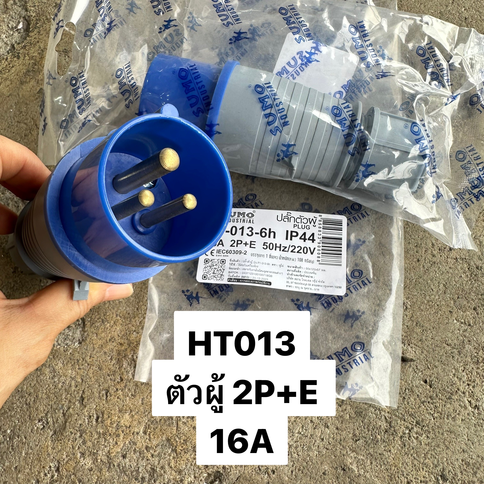 ปลั๊กเพาเวอร์ตัวผู้ 2P+E 16A 013 220/250V IP44