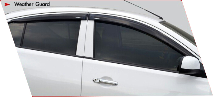 9DEN-IDEO SPEED กันสาดคู่ หน้า+หลัง VS NISSAN ALMERA 2014-ON ชุด 4 ชิ้น สีดำ