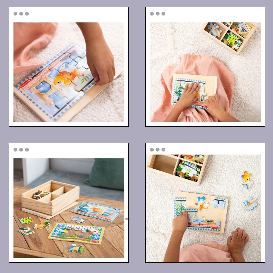 จิ๊กซอไม้ 12 ชิ้น x4 ลาย รุ่นสัตว์เลี้ยงน่ารัก Wooden Jigsaw Puzzles in a Box Pets,พัซเซิลไม้, ของเล่นเสริมพัฒนาการเด็ก เสริมทักษะการเรียนรู้ สื่อการสอนอนุบาล พร้อมส่ง