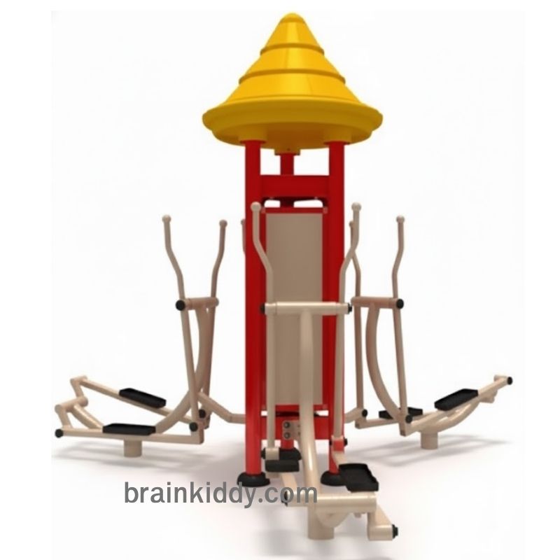 เครื่องออกกำลังกาย กลางแจ้ง ชุดจักรยาน ก้าวเดิน 3 คน ลานกีฬา อเนกประสงค์ สนามกีฬา ขนาด 300x270x270 เซนติเมตร