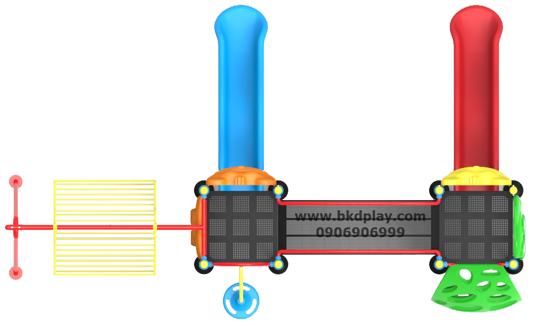ชุดหอปีนป่าย+ สไลด์ 80 +ชิงช้ากระเช้า เครื่องเล่นสนาม กลางแจ้ง เหล็ก, สไลเดอร์,ของเล่นสั่งทำ 10-20 วัน ขนาด 340x570x 200 ซม.