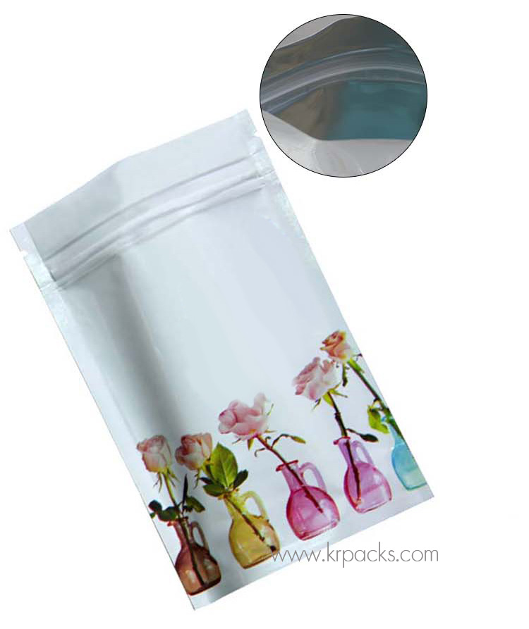 ถุงซิป มีก้น ตั้งได้ พิมพ์ลายกุหลาบ