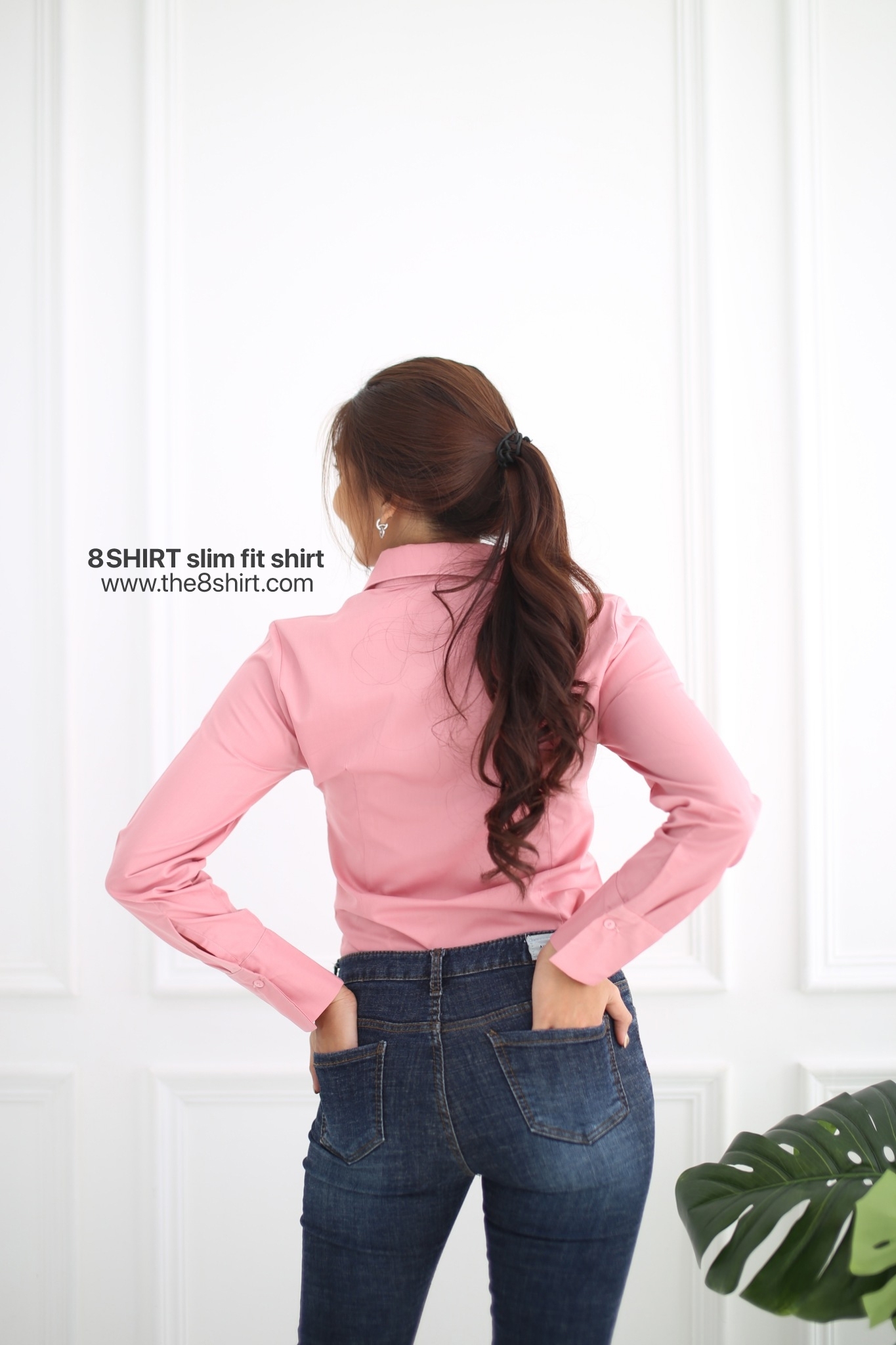 เสื้อเชิ้ตผู้หญิง ชมพูกะปิ (Solf Pink) สลิมฟิต เข้ารูป แขนยาว เสื้อเชิ้ตทำงาน เสื้อยูนิฟอร์ม แบรนด์ 8SHIRT slim fit shirt พร้อมส่ง