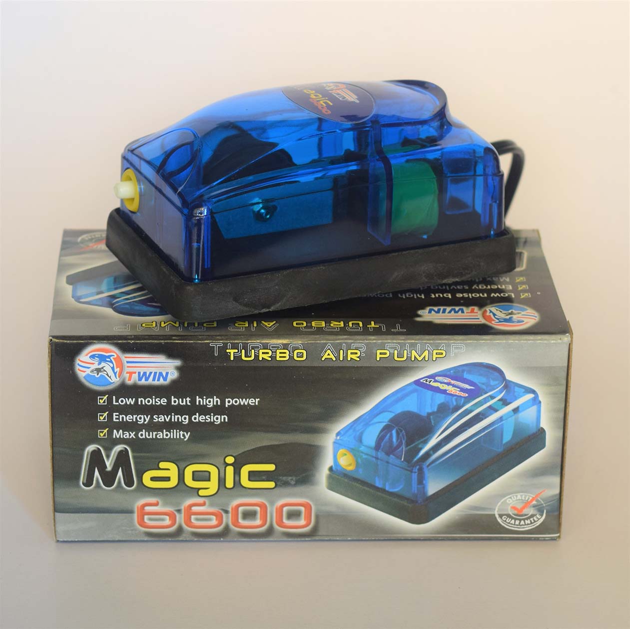 ปั้มลม ปั้มออกซิเจน 1 ทาง Magic 6600 สำหรับกุ้งปลา สีฟ้าใสสวยงาม ประหยัดพลังงาน ความทนทานสูง
