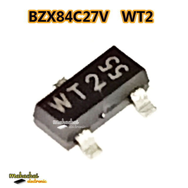 BZX84C27V โค๊ด WT2 ซีเนอร์ไดโอด P9 0.35W 27V SOT-23 SMD