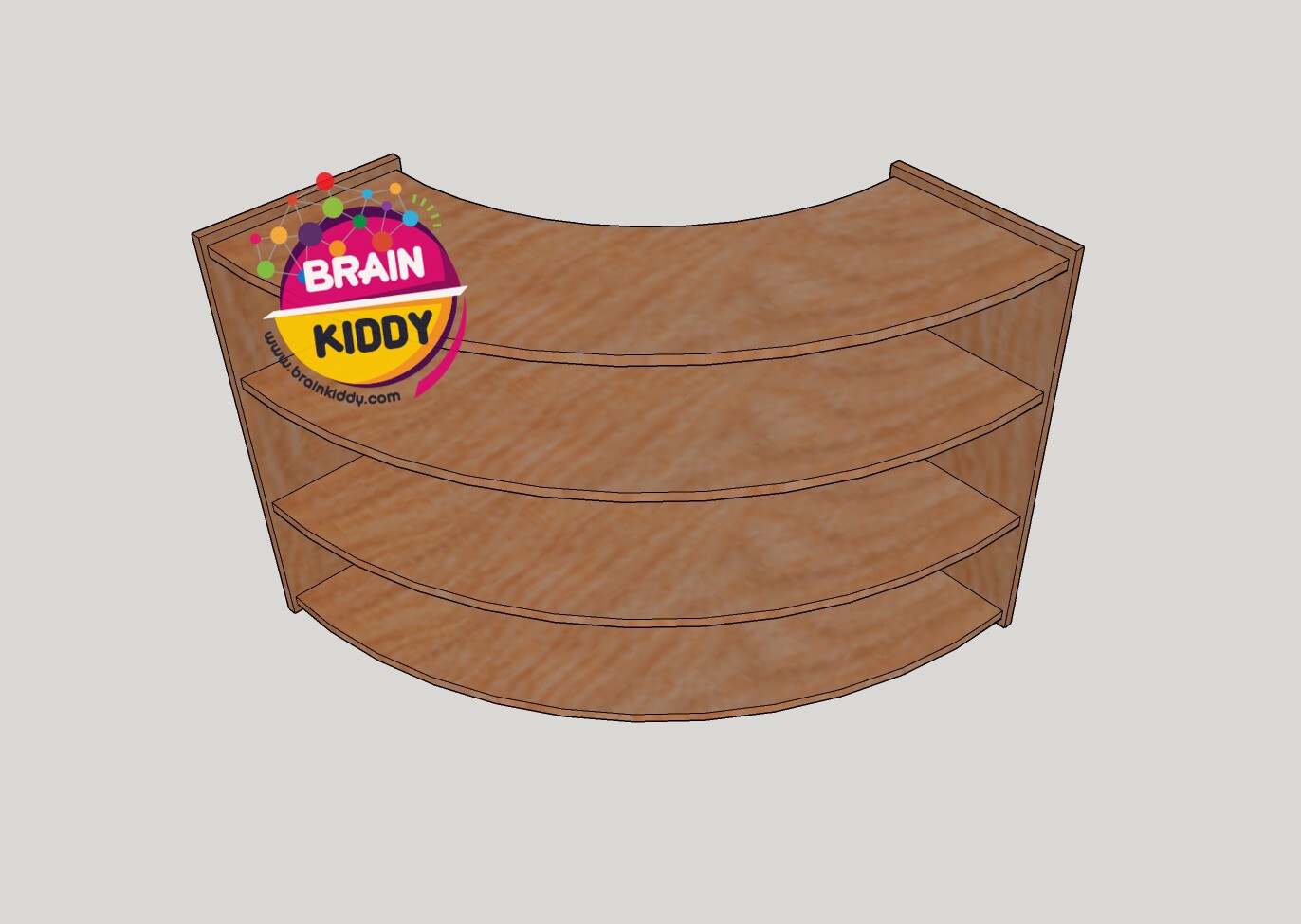 ชั้นวางสื่อแบบโค้ง ,เฟอร์นิเจอร์เด็กสั่งทำตามสีและขนาดได้ ,ชั้นวางของไม้,ตู้ไม้, ชั้นวางของเด็ก, โรงเรียนอนุบาล, เนอร์สเซอรี่ ขนาด 39 × 102 x 87 ซม.