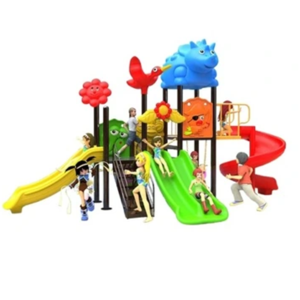เครื่องเล่นสนามกลางแจ้ง ในร่ม, ชุด อาณาจักรไดโนสามสไลด์ ,ครุภัณฑ์สนามเด็กเล่น,งบ.สพฐ,โครงการโรงเรียนประชารัฐ, playground,สไลเดอร์,ของเล่นเสริมพัฒนาการ,เครื่องเล่นสนาม, สนามเด็กเล่น ขนาด 210x500x260 เซนติเมตร