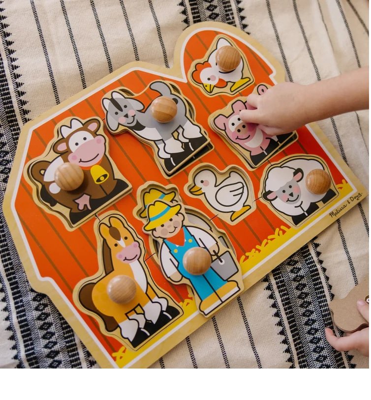 พัซเซิลแบบมีที่จับขนาดจัมโบ้ รุ่นฟาร์ม Large Farm Jumbo Knob รุ่น 3391 Melissa&Doug, ของเล่นเสริมพัฒนาการ, ของเล่นเด็ก,พร้อมส่ง