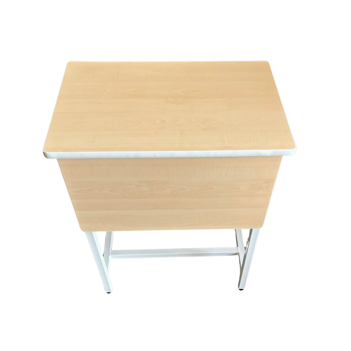 ชุดโต๊ะเรียนเดี่ยวประถมลายไม้ โครงเหล็ก ท็อปเมลามีน สั่งทำตามสิ่งที่ต้องการได้ โต๊ะเก้าอี้ประถม-อนุบาลสั่งทำขนาดตามที่ต้องการได้ โต๊ะ ขนาด 40 x 60 x 76 ซม. เก้าอี้ ขนาด 38 x 38 x 83 ซม.