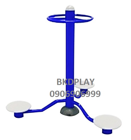 เครื่องออกกำลังกาย กลางแจ้ง ชุดอุปกรณ์ บริหารเอว สะโพก บิดเอว 3 ที่ มือจับกลม ลานกีฬา อเนกประสงค์ สนามกีฬา ขนาด 140 x 140 x 135 ซม.