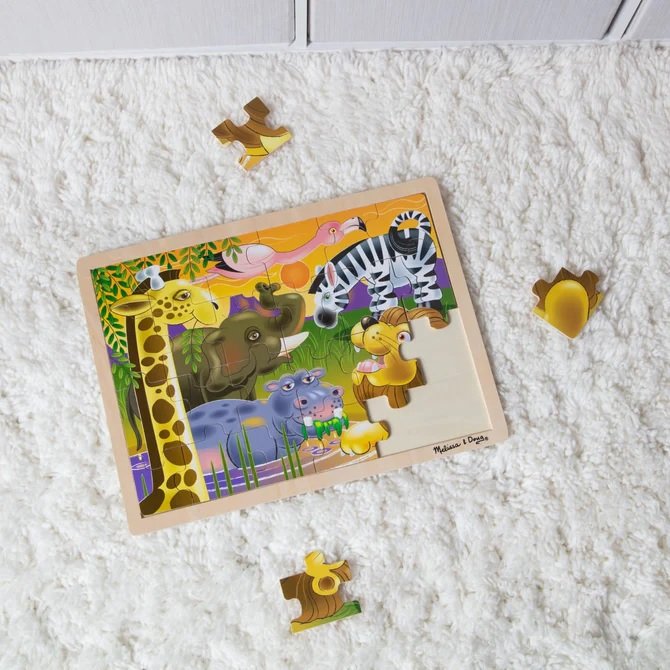 จิ๊กซอว์ไม้ 24 ชิ้น รุ่นสัตว์อาฟริกา พร้อมฐานไม้อย่างดี,Melissa & Doug Wooden Africa Jigsaw Puzzle, ของเล่นเสริมพัฒนาการ, ของเล่นเด็ก,สื่อการสอน,พร้อมส่ง