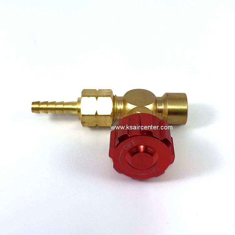 วาล์ว เปิด-ปิด แก๊สกระป๋อง รุ่นใหม่ ลูกบิดสีแดง (รหัสสินค้า 005053)