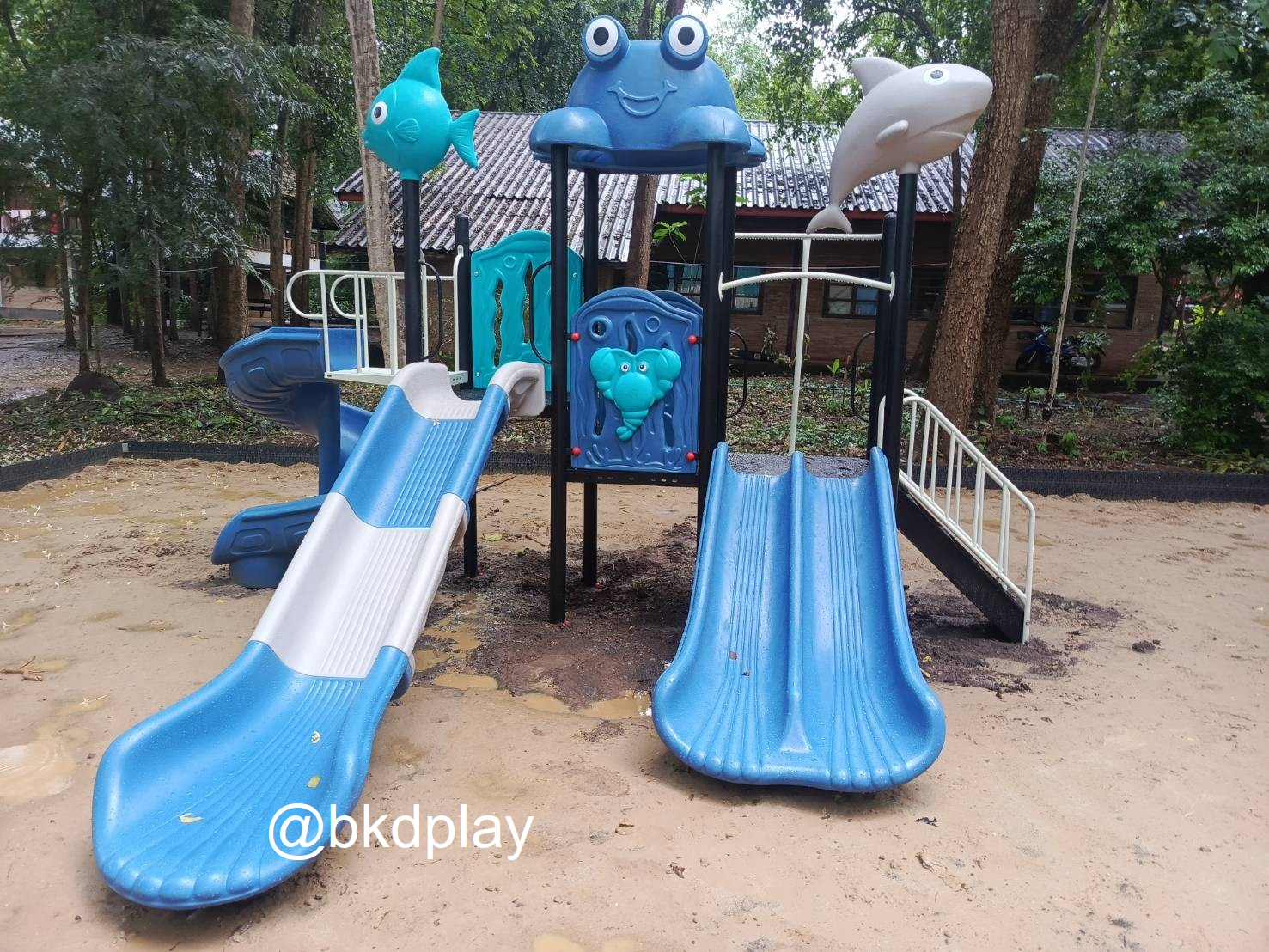 เครื่องเล่นสนามกลางแจ้ง ชุดเจ้าปลาพร้อมเพื่อน,สไลเดอร์ใหญ่,ครุภัณฑ์สนามเด็กเล่น,งบ.สพฐ,โครงการโรงเรียนประชารัฐ, เครื่องเล่นสนามระดับก่อนประถมศึกษา, งบประมาณ80,000 playgroundสไลเดอร์,เครื่องเล่นสนาม, สนามเด็กเล่น