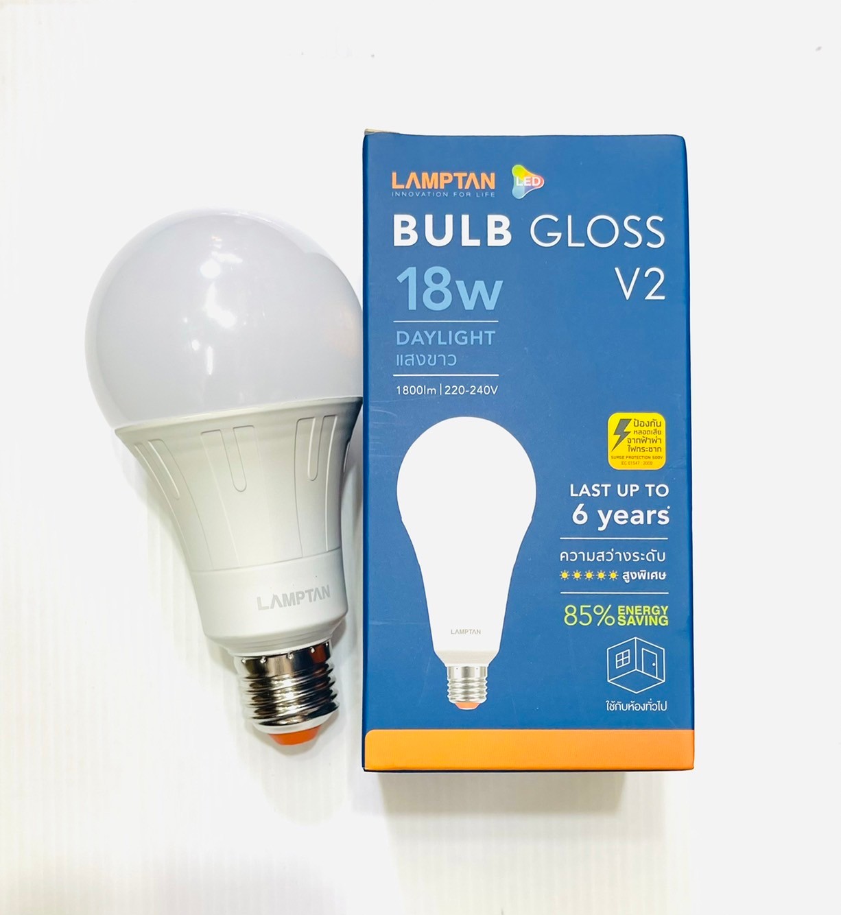 หลอดไฟ LED 5 / 7 / 9 / 11 / 14 / 18w ยี่ห้อLamptan รุ่น BULB GLOSS (Daylight / WarmWhite )