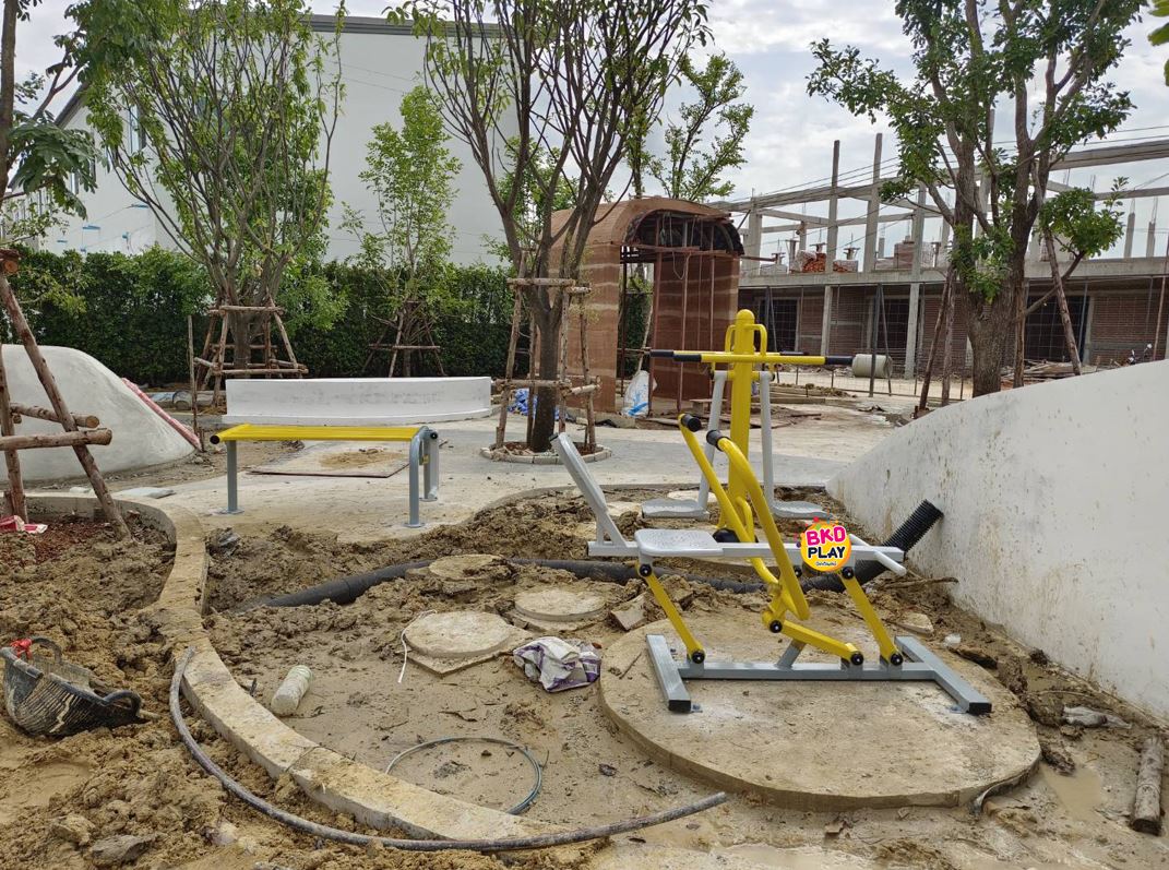 เครื่องออกกำลังกาย กลางแจ้ง ชุดอุปกรณ์ บริหารแขน หน้าท้อง แบบโยก กรรเชียง FND-LS-30 ลานกีฬา อเนกประสงค์ สนามกีฬา