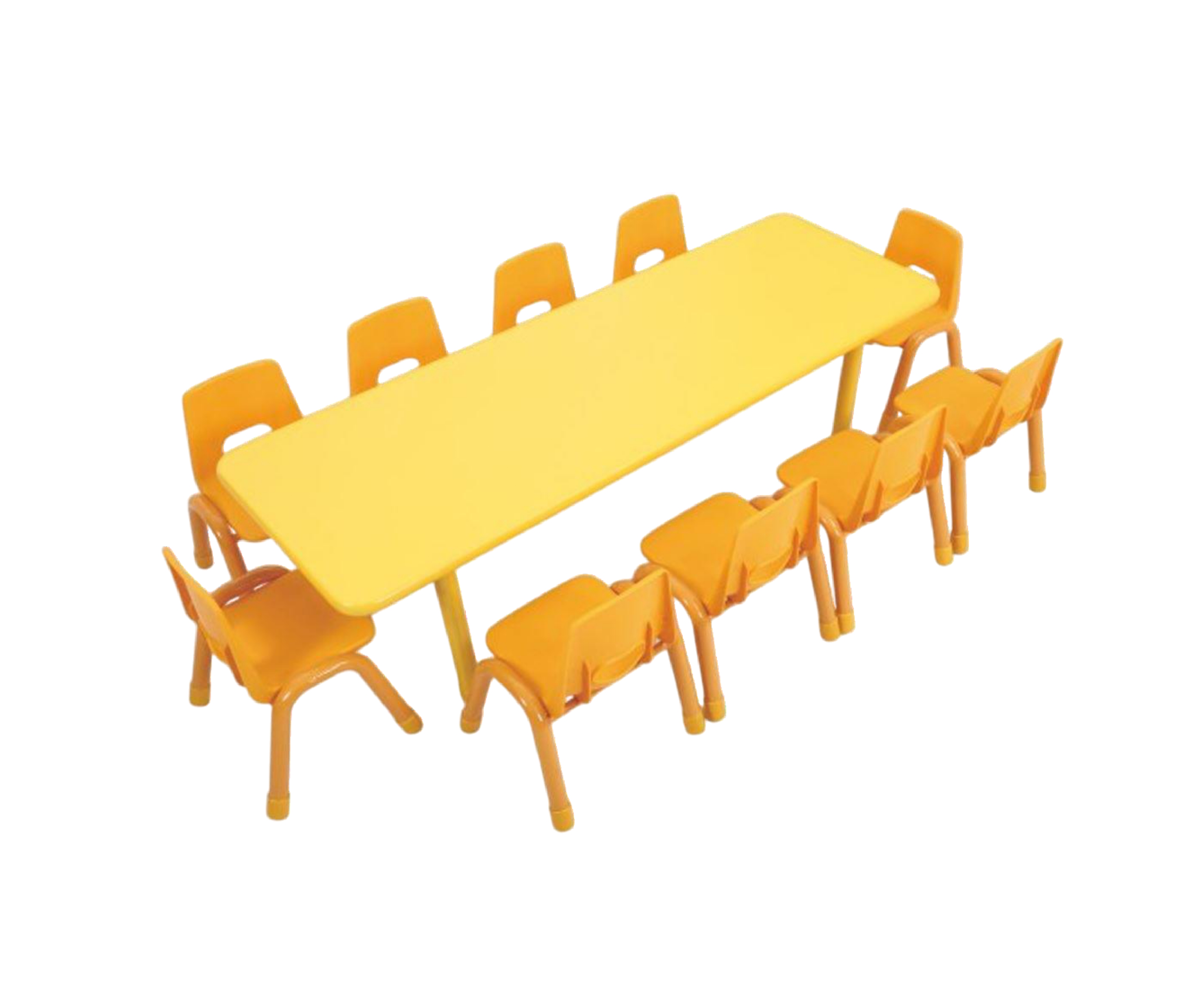 ชุดโต๊ะสี่เหลี่ยมผืนผ้า แบบยาว SET A พร้อมเก้าอี้ 10 ที่นั่ง โต๊ะเก้าอี้นักเรียน,โต๊ะเด็ก,เก้าอี้เด็ก,อนุบาล-ประถม,โต๊ะกิจกรรม,โต๊ะพลาสติกขาเหล็ก,โต๊ะเขียนหนังสือเด็ก สั่งนำเข้า ขนาดโต๊ะ 60x180x37-56 ซม.