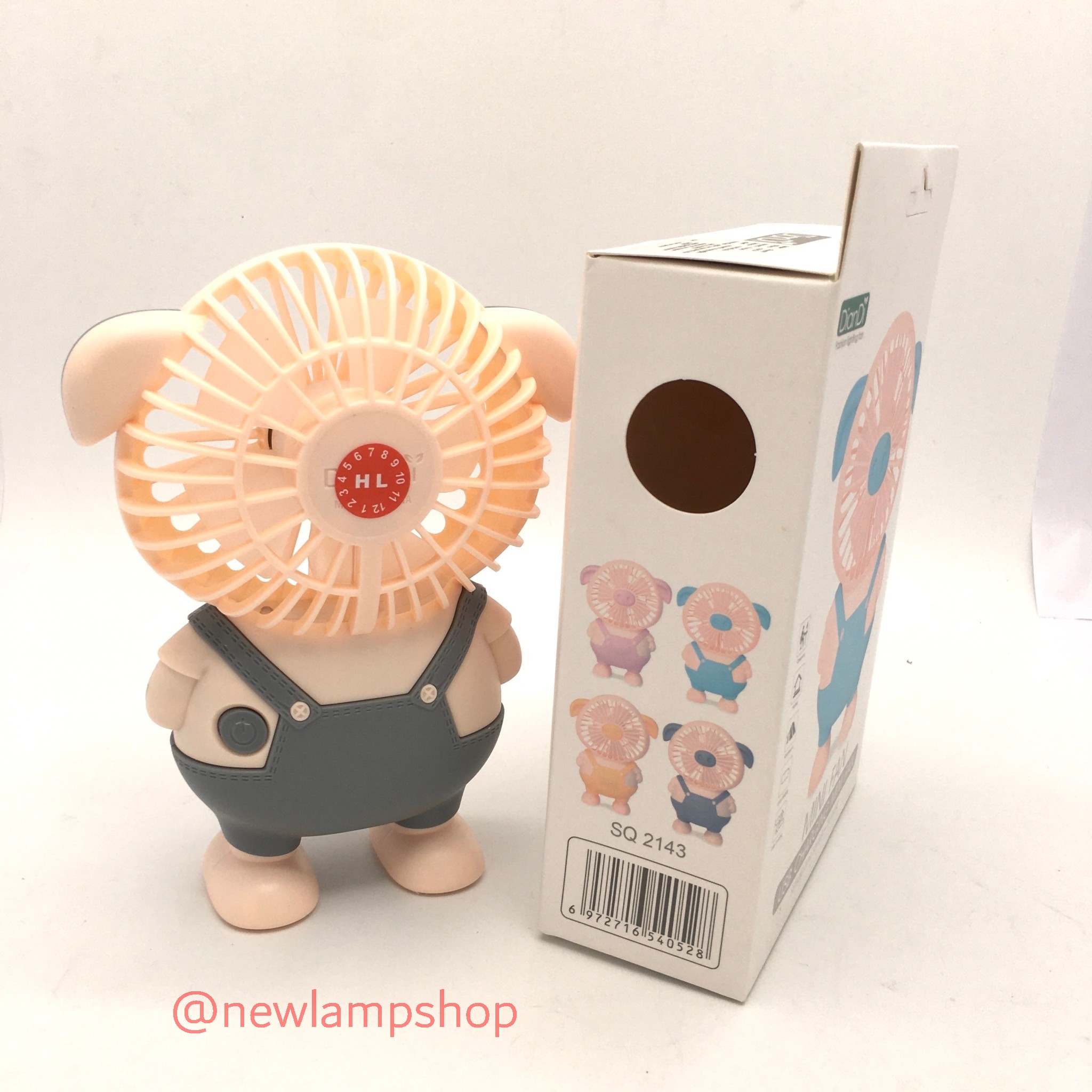 พัดลมหมูมีไฟLED ชาร์จไฟได้ สามารถพกพาหรือตั้งกับพื้นได้ ( USB CHARGING MINI FAN )คละสี