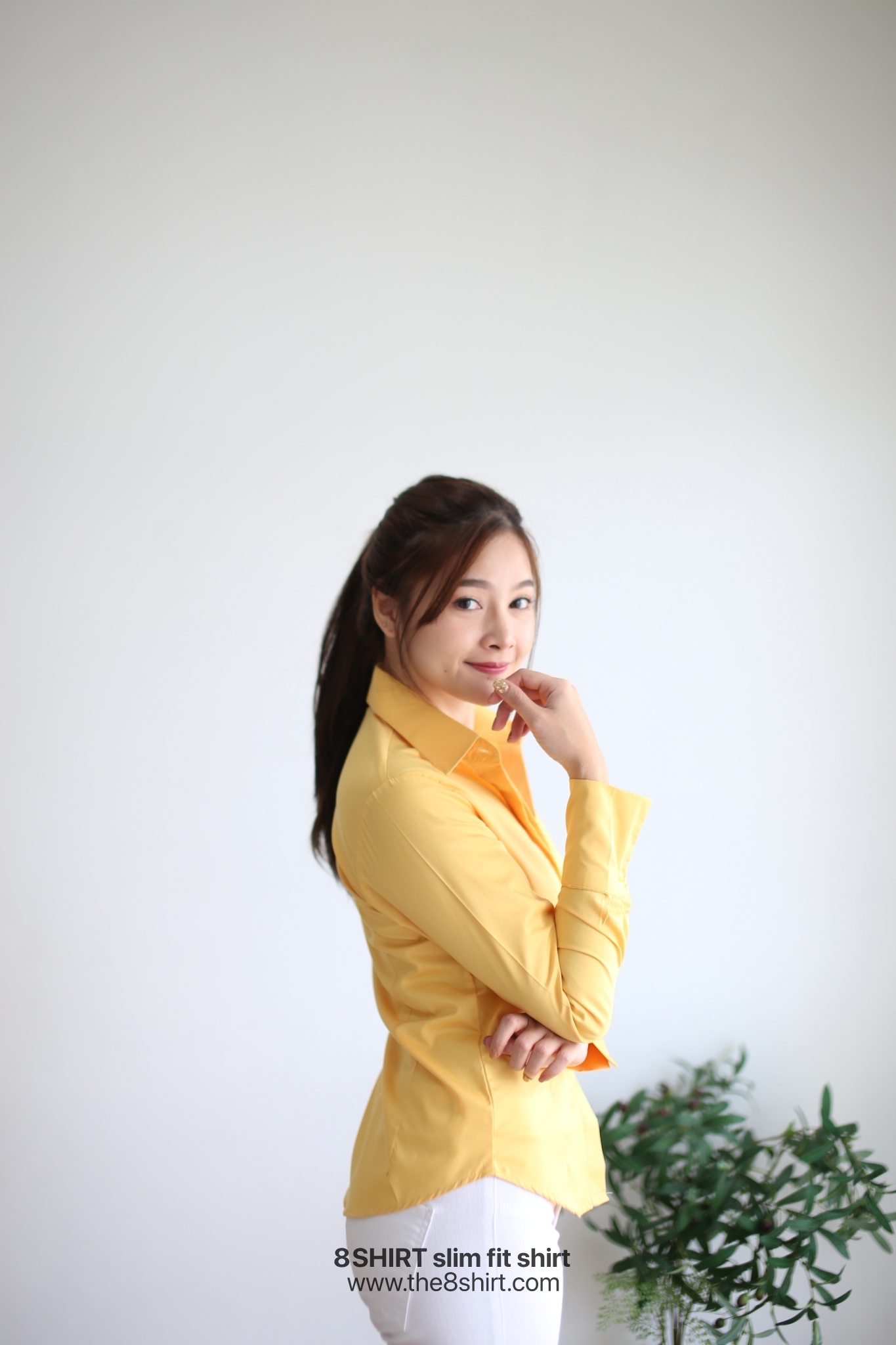 เสื้อเชิ้ตผู้หญิง สีเหลือง (Yellow) สลิมฟิต เข้ารูป แขนยาว เสื้อเชิ้ตทำงาน เสื้อยูนิฟอร์ม แบรนด์ 8SHIRT slim fit shirt พร้อมส่ง