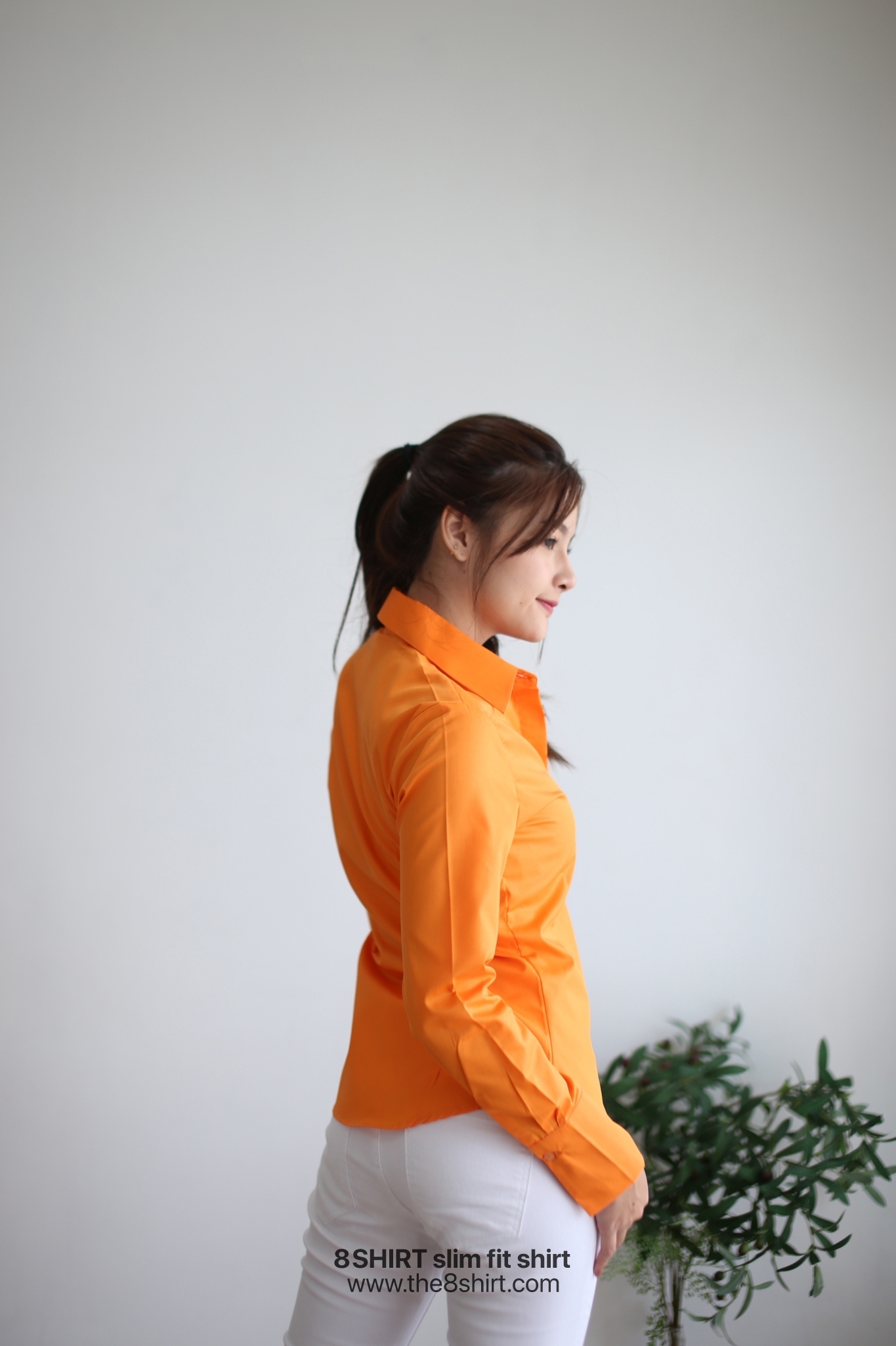 เสื้อเชิ้ตผู้หญิง สีส้มสด (Orange Summer) สลิมฟิต เข้ารูป แขนยาว เสื้อเชิ้ตทำงาน เสื้อยูนิฟอร์ม แบรนด์ 8SHIRT slim fit shirt พร้อมส่ง