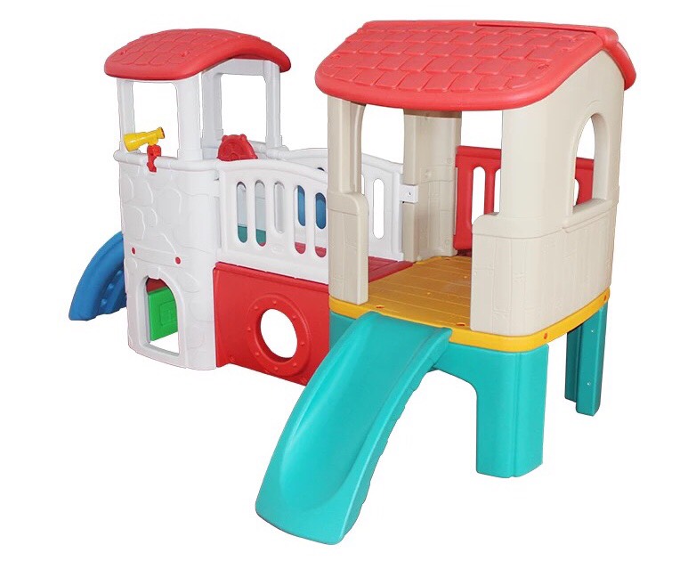 บ้านของเล่นคู่หลังคาแดง ,บ้านสไลเดอร์ ของเล่นเด็ก,พร้อมส่ง ราคาโรงงาน