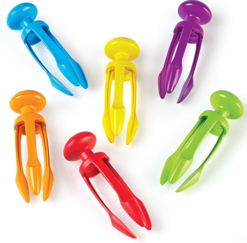 ชุดพัฒนากล้ามเนื้อมัดเล็กที่ใช้จับดินสอด้วยตัวคีบ 3 ขา (6 ชิ้น) ของเล่นเสริมพัฒนาการ, ของเล่นเด็กอนุบาล, สื่อการสอนเด็กอนุบาลมอนเตสซอรี่ ,สื่อการสอนประถม