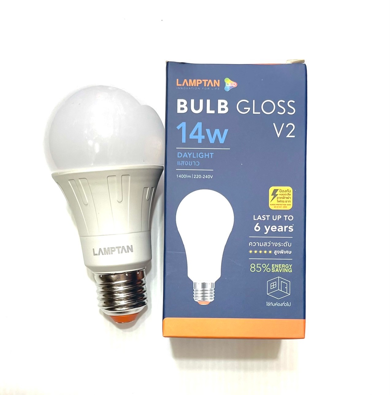 หลอดไฟ LED 5 / 7 / 9 / 11 / 14 / 18w ยี่ห้อLamptan รุ่น BULB GLOSS (Daylight / WarmWhite )