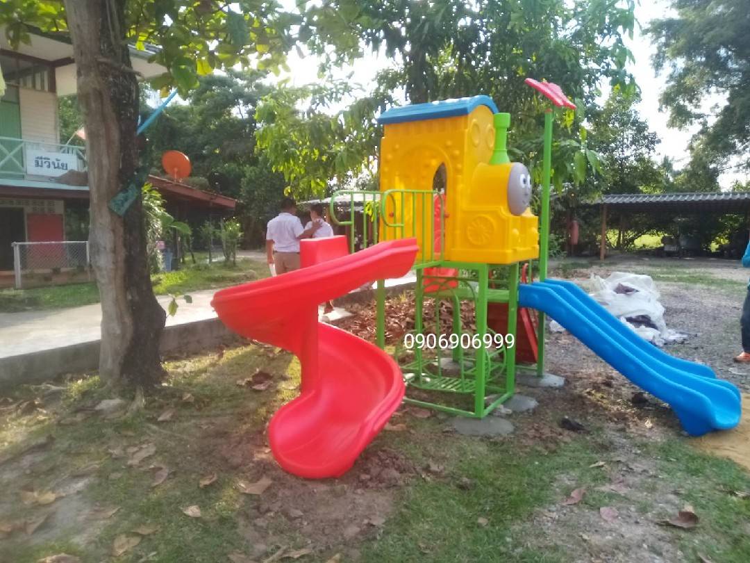 เครื่องเล่นสนามกลางแจ้ง-ในร่ม, ชุดรถไฟเหลืองกับผีเสื้อ B, สนามเด็กเล่น,เครื่องเล่นเด็ก, ครุภัณฑ์สนามเด็กเล่น, งบ สพฐ.,โครงการโรงเรียนประชารัฐ ศูนย์พัฒนาเด็กเล็ก playground,สไลเดอร์