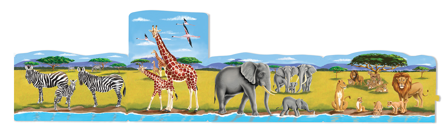 ของเล่นอเมริกา,จิ๊กซอกระดาษ 96 ชิ้น, รุ่นซาฟารีส่งเสริมการเรียนรู้สิ่งรอบตัว, 4-in-1 Safari Linking Floor Puzzles, ของเล่นเสริมพัฒนาการ