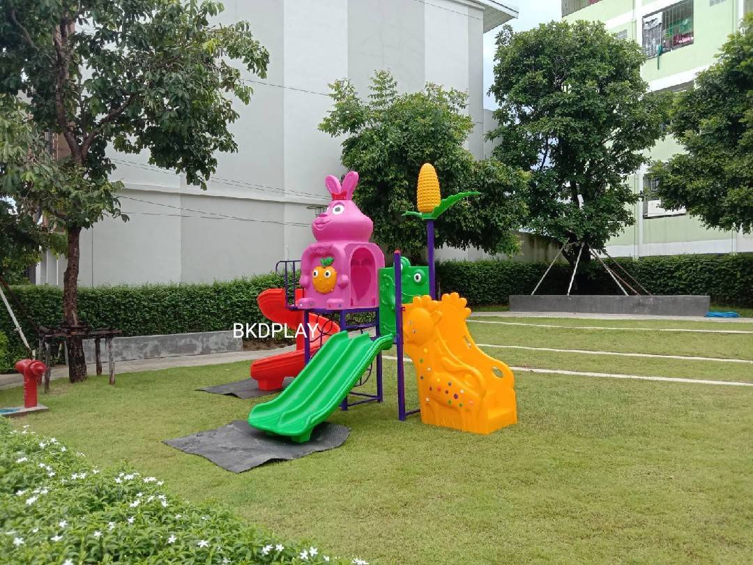 เครื่องเล่นสนาม กลางแจ้ง-ในร่ม,ชุดกระต่ายเล่นซน,กระต่ายสีชมพู, เครื่องเล่นสนาม,ครุภัณฑ์สนามเด็กเล่น, งบ สพฐ,โครงการโรงเรียนประชารัฐ playground,สไลเดอร์,ของเล่นเสริมพัฒนาการ,เครื่องเล่นสนาม, สนามเด็กเล่น ขนาด 210x340x280 เซนตเิมตร