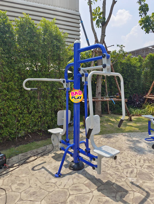 เครื่องออกกำลังกาย กลางแจ้ง ชุดอุปกรณ์ บริหารไหล่ หน้าอกคู่ แบบดันและ แบบดึง FND-LS-53 ลานกีฬา อเนกประสงค์ สนามกีฬา ขนาด 75 x 183 x 220 ซม.