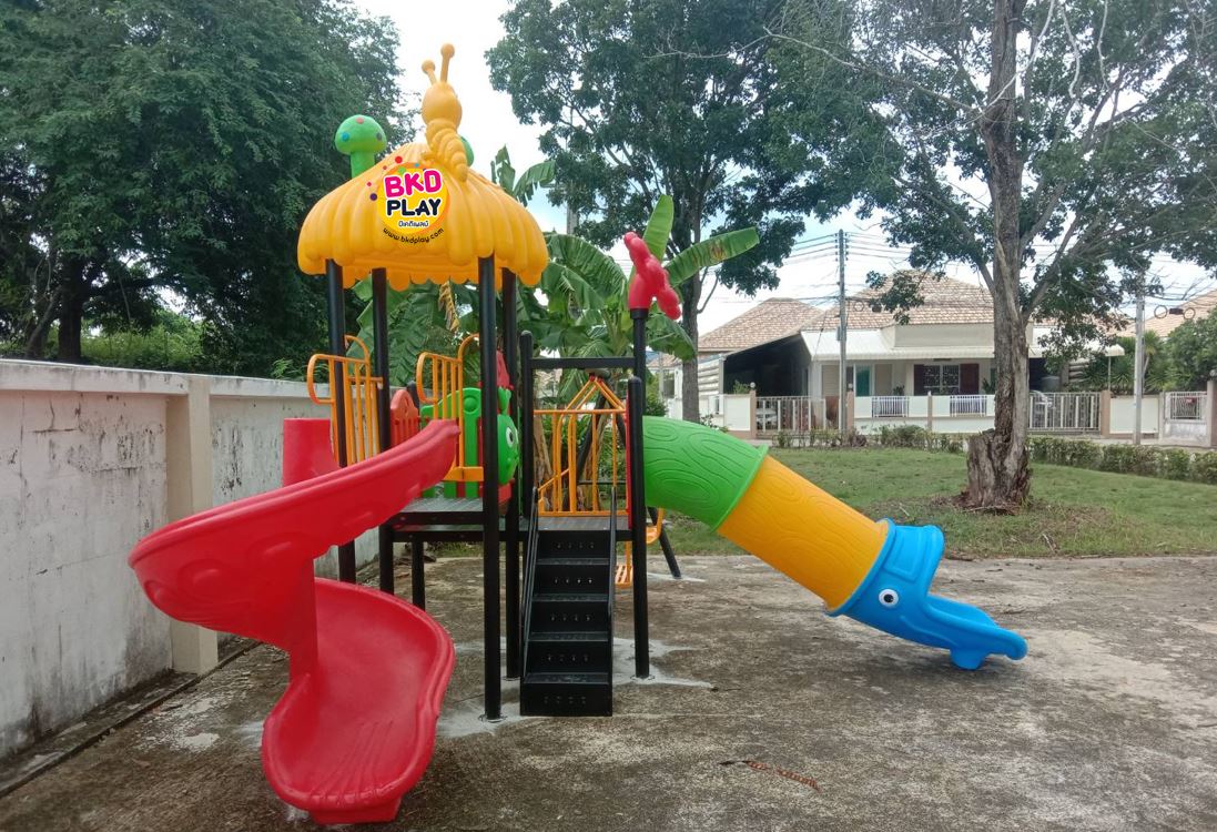 ส่งติดตัั้งฟรี เครื่องเล่นสนามกลางแจ้ง ชุดหลังคาหนอน ,สไลเดอร์ใหญ่,ครุภัณฑ์สนามเด็กเล่น,งบ.สพฐ,โครงการโรงเรียนประชารัฐ, เครื่องเล่นสนามระดับก่อนประถมศึกษา, งบประมาณ80,000