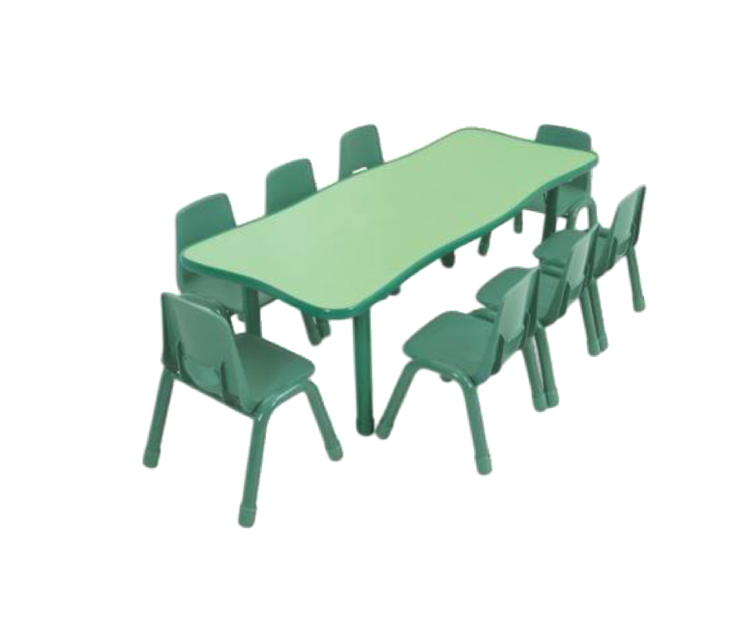 ชุดโต๊ะสี่เหลี่ยมผืนผ้า แบบยาว SET B พร้อมเก้าอี้ 10 ที่นั่ง โต๊ะเก้าอี้นักเรียน,โต๊ะเด็ก,เก้าอี้เด็ก,อนุบาล-ประถม,โต๊ะกิจกรรม,โต๊ะพลาสติกขาเหล็ก,โต๊ะเขียนหนังสือเด็ก สั่งนำเข้า ขนาดโต๊ะ 60x150x48-56 ซม.