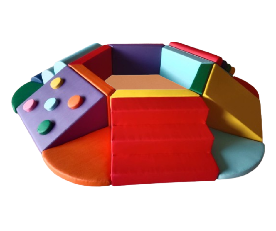 ชุดปีนป่ายหกเหลี่ยมรวมบ่อบอล ภูเขานุ่มนิ่ม, บ่อบอลนุ่ม เบาะนุ่ม ของเล่นเสริมพัฒนาการ ขนาด : 210x210x40 ซม.