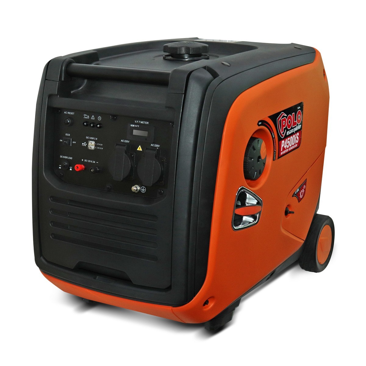 เครื่องปั่นไฟอินเวอร์เตอร์ POLO#P4500IS กำลังไฟออกสูงสุด 4 KW. 220V. 1 PH 50Hz เชือกดึงสตาร์ท เสียงเงียบ