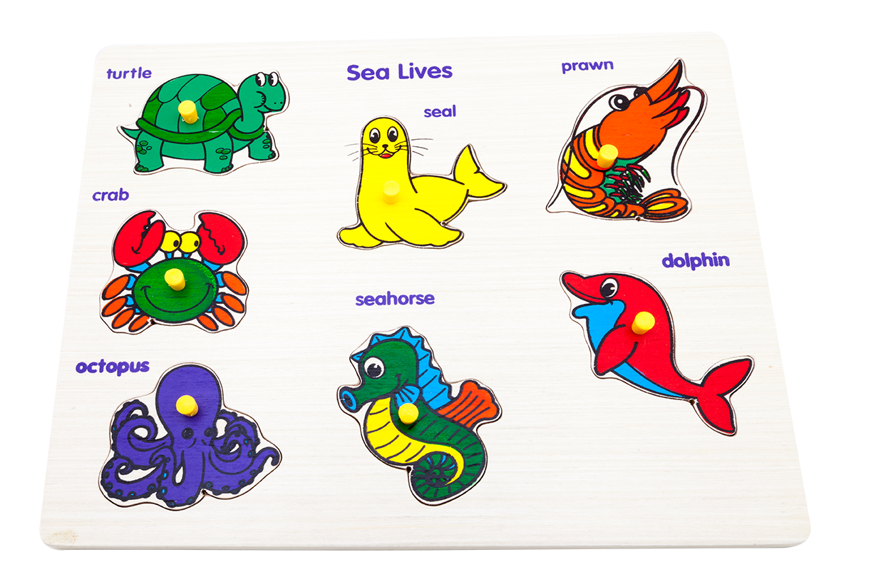 ภาพตัดต่อ สัตว์น้ำ , ของเล่นไม้, ของเล่นเสริมพัฒนาการ, ของเล่นเด็กอนุบาล, สื่อการสอนเด็กอนุบาล