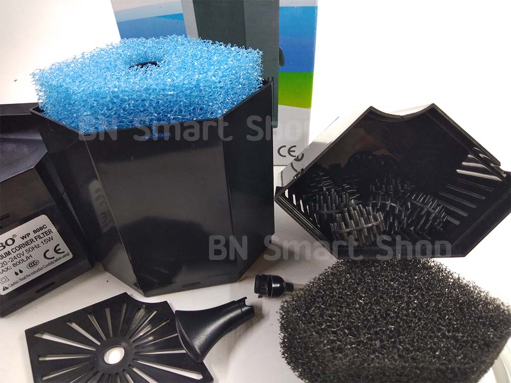 ปั้มน้ำพร้องกรองติดตั้งเข้ากับมุมตู้ SOBO WP-808C ใช้ได้ทั้งน้ำจืดและน้ำเค็ม