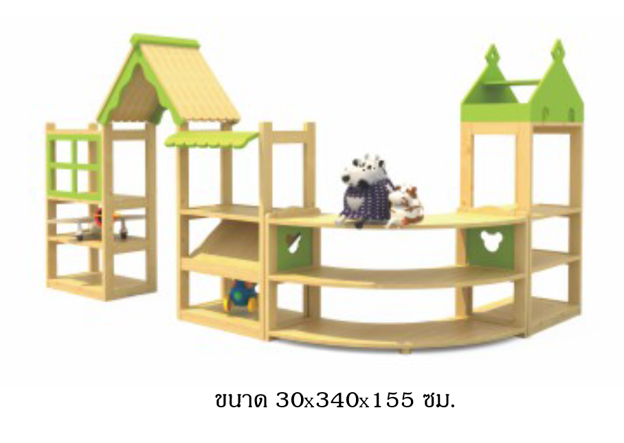 ซุ้มไม้วางของแบบโค้งเข้ามุม ,เฟอร์นิเจอร์เด็ก ,ชั้นวางของไม้,ตู้ไม้, ชั้นวางของเด็ก, โรงเรียนอนุบาล, เนอสเซอรี่, ห้องเด็กเล่น, kidszone สินค้าสั่งนำเข้า ขนาด 30x340x155 ซม.